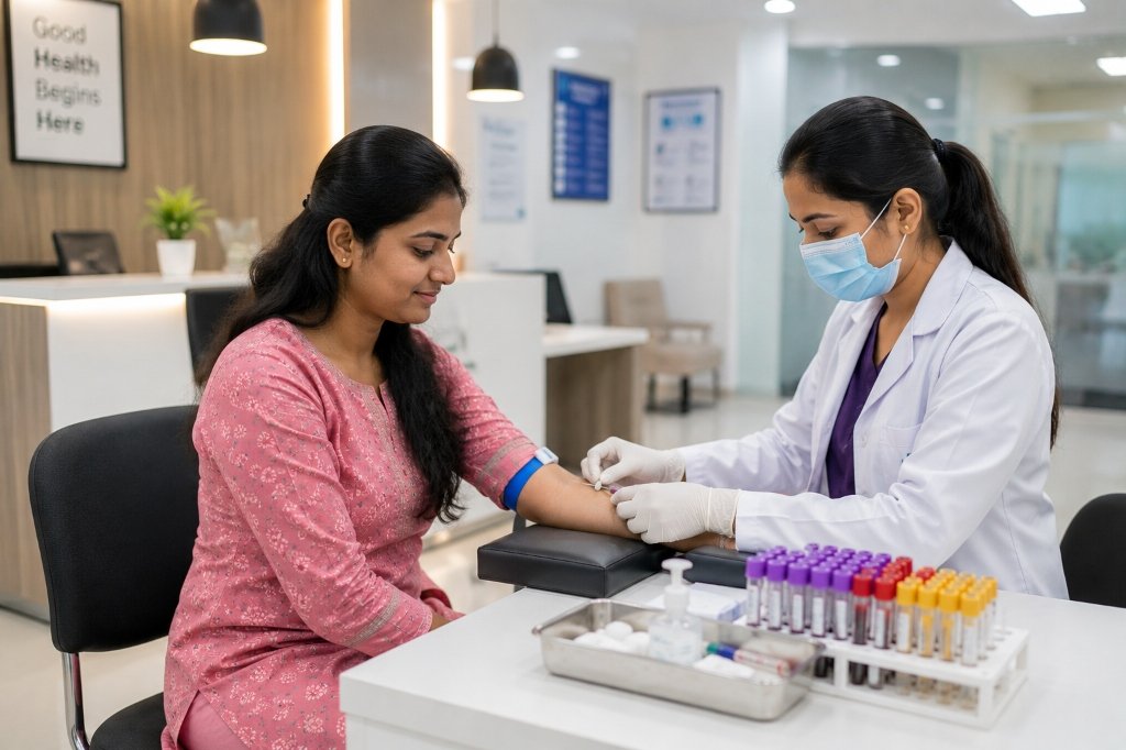 Safe medical lab technician home visit arjunganj